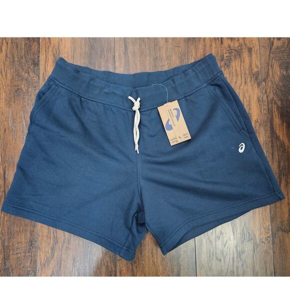Asics Fleece Short Size Large Blue New - Picture 1 of 3